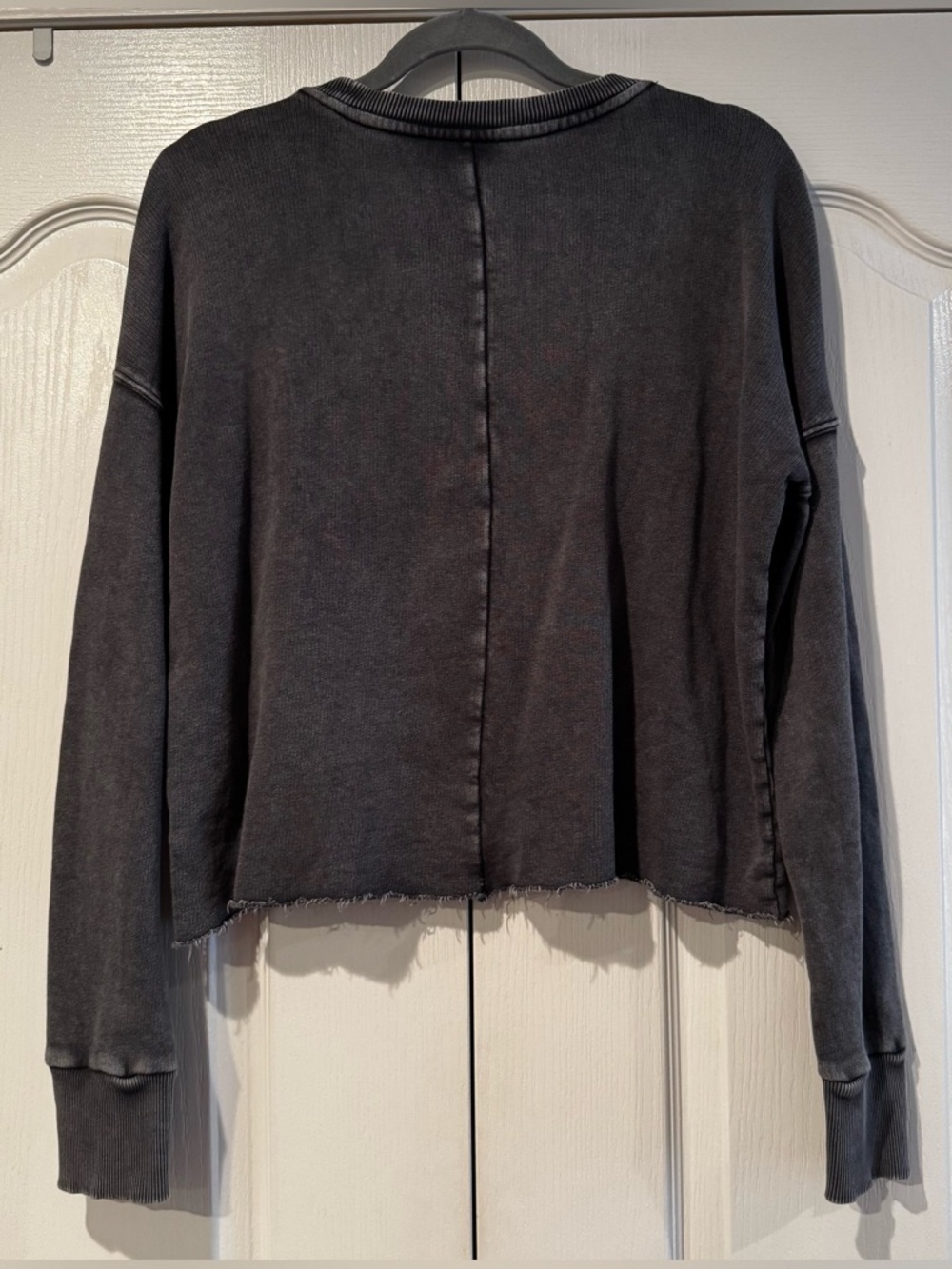 Free People Washed Gray Lightweight Cotton Ruffle Pullover - Size S - Picture 6 of 7